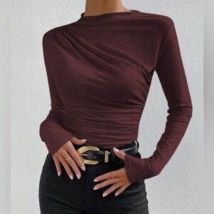 Commense Deep Burgundy Long Sleeve Top